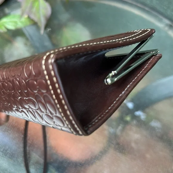 Coach Brown Embossed Wristlet